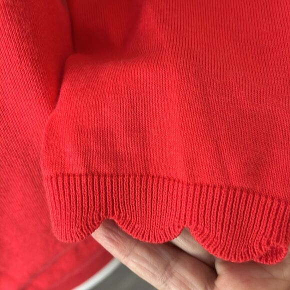 Talbots Black Label Charming Button up Cardigan Red Scalloped Design MP - Picture 3 of 7